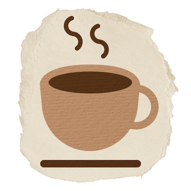Étiquette png de tasse de café à fond transparent en papier déchiré