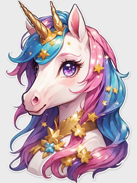 Photo Étiquette pour découper une jolie licorne d'anime kawaii licorne pretty licorne licorne étincelant licorne manga licorne