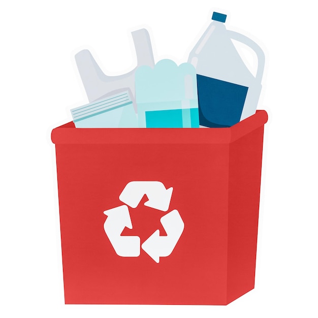 Étiquette rouge PNG pour la poubelle de recyclage à fond transparent