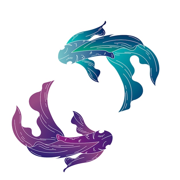 Étiquette de signe astrologique des poissons à fond transparent