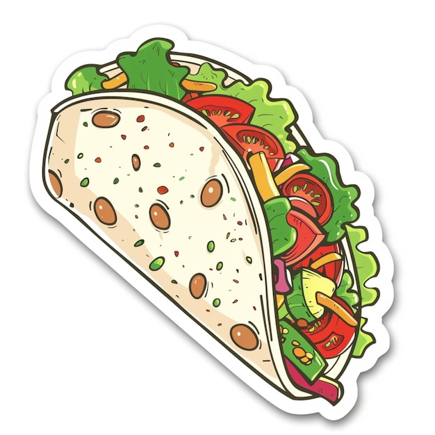 Étiquette de style dessin animé Veggie Burrito