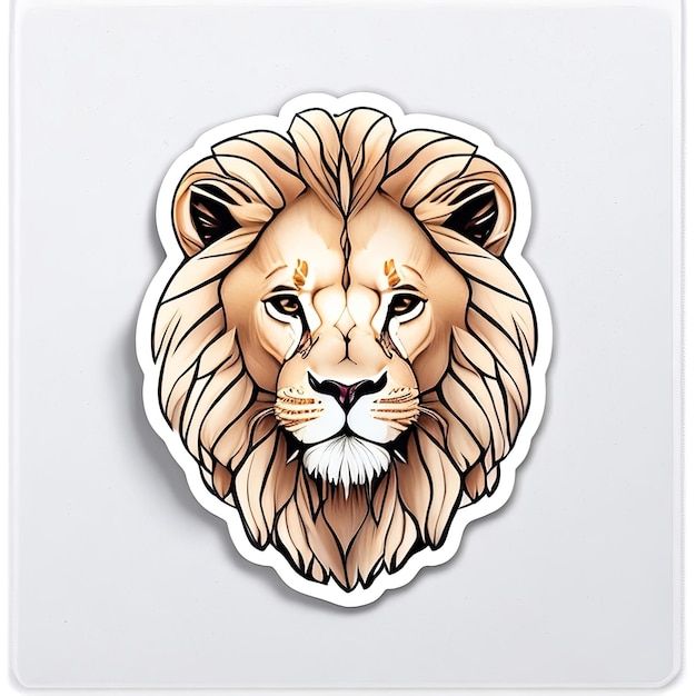 Photo Étiquette de tête de lion isolée sur fond blanc illustration vectorielle