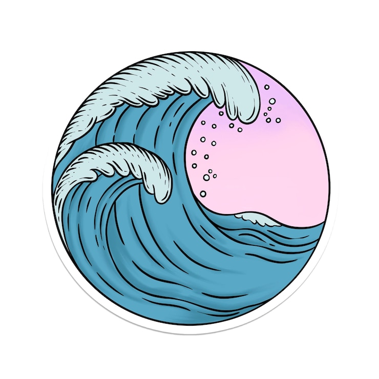 Photo étiquette de vagues bleues de l'océan recouverte d'une bordure blanche