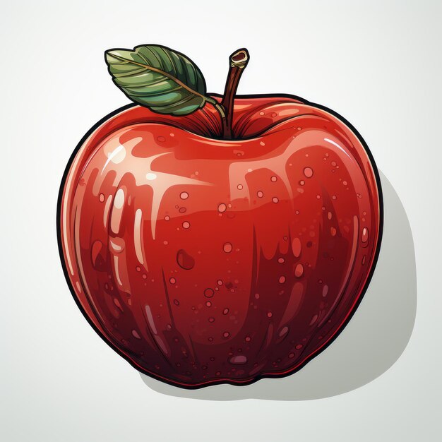 Photo Étiquette vectorielle 2d de nourriture fraîche de pomme ludique conception simplifiée sur fond blanc