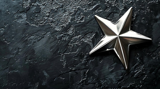 Étoile argentée sur une surface de texture sombre