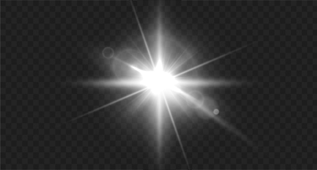 Étoile blanche légère Éclat ensoleillé léger Flash de lumière blanche Effets d'éclairage de l'illustrateur vectoriel