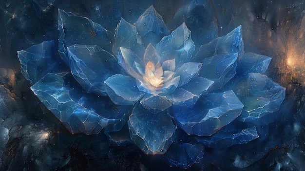 Photo une étoile composée de diverses formes géométriques dans des nuances de bleu royal profond représentant le