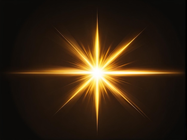 Photo l'étoile dorée éclaire l'effet de l'éclat lumineux des rayons du soleil transparents