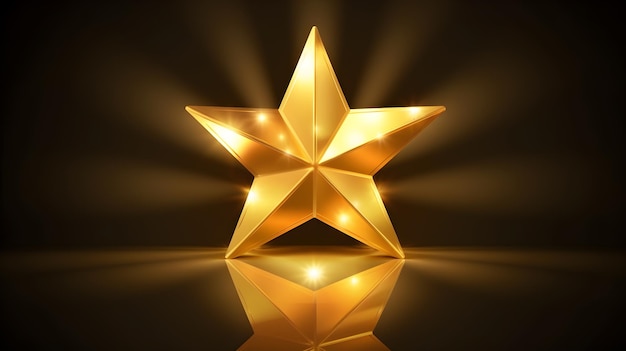 Une étoile dorée sur une surface réfléchissante avec le mot étoile dessus.