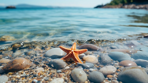 Photo Étoile de mer dans la beauté naturelle de l'eau bleue de la côte