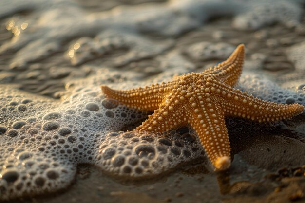 Une étoile de mer est allongée sur le fond de l'océan