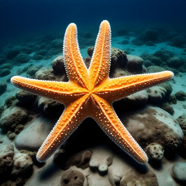 Photo une étoile de mer est posée sur la surface de l'eau