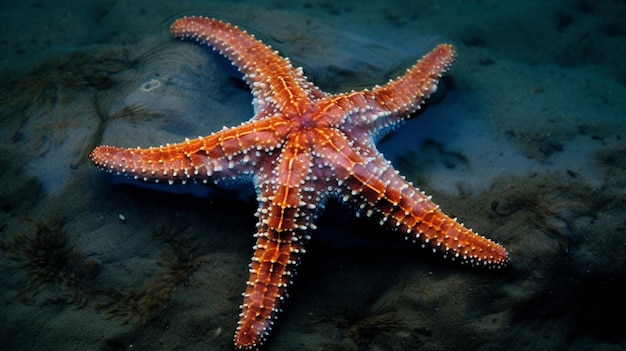 Une étoile de mer est vue dans l'océan.