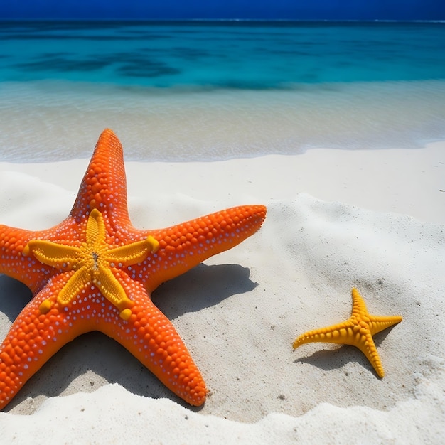 Une étoile de mer en gros plan sur la plage