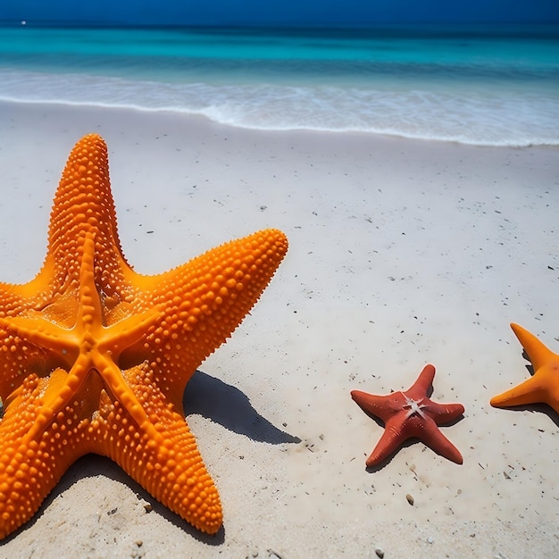 Une étoile de mer en gros plan sur la plage