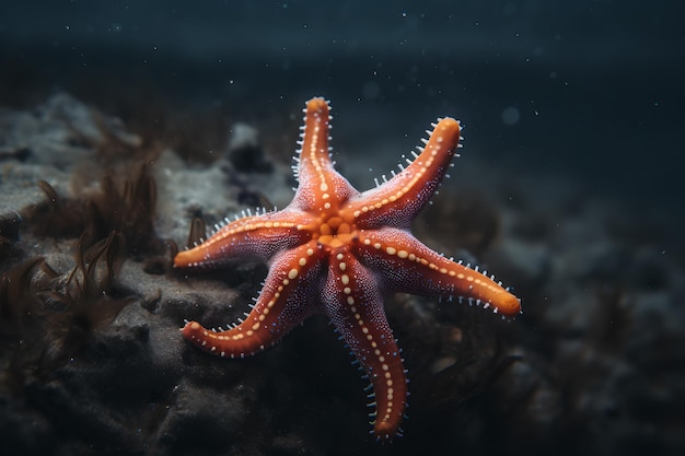 Une étoile de mer nage dans l'océan