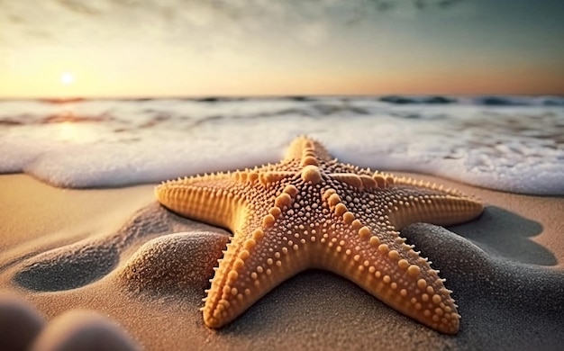 Photo Étoile de mer sur la plage dans la mer generative ai