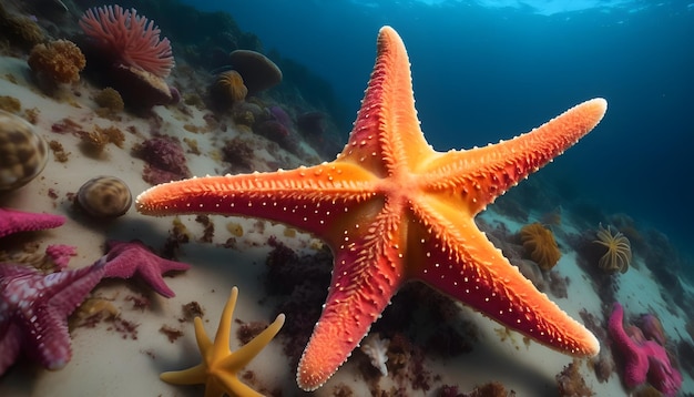 Photo une étoile de mer sur un récif corallien