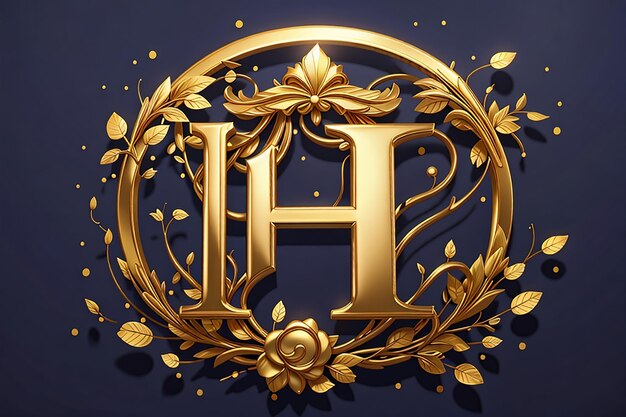 L'étoile d'or royale du logo de la lettre h de luxe
