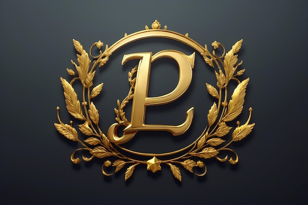 L'étoile d'or royale du logo de la lettre p de luxe