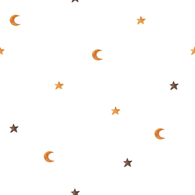 Des étoiles, un croissant de lune sur un fond blanc, un motif d'aquarelle minimaliste, des textures mignonnes pour les textiles pour bébés, des dessins en tissu, des emballages, des papiers peints, des scrapbooks, etc.