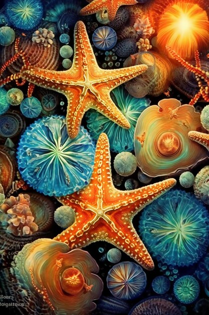 Les étoiles de mer et les coquillages font partie des créatures marines.