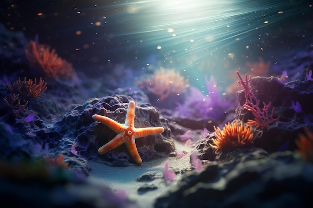 Des étoiles de mer fragiles sur des récifs colorés