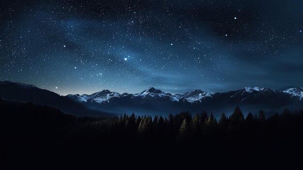 Photo Étoiles noires du ciel nocturne bleu foncé une photographie professionnelle doit utiliser une ia générative de haute qualité