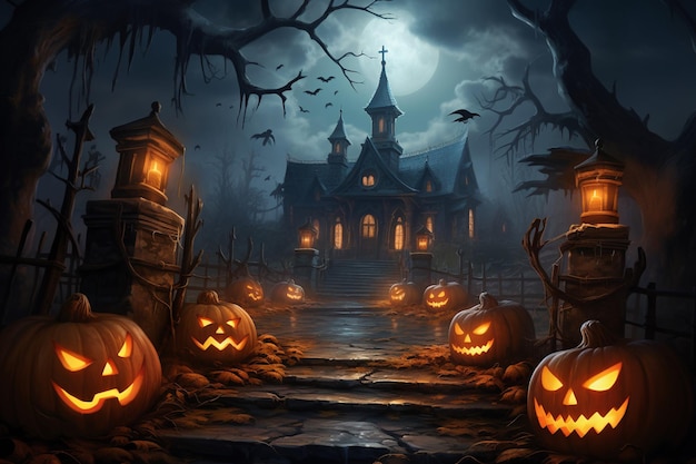Une étrange nuit d'Halloween Une scène obsédante de mystère et d'excitation créée avec l'IA générative