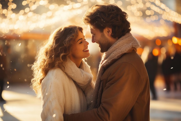 Un étreinte d'amour sur la glace d'hiver