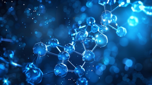 Une étude approfondie révèle la structure moléculaire complexe soulignée par une lumière bleue douce.