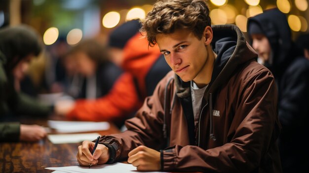 Photo Étudiant concentré passant un examen