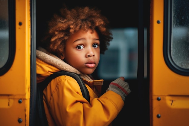 Photo Étudiant inquiété dans le bus scolaire à cause de l'intimidation combattre l'intimization