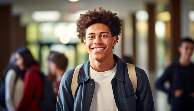 un étudiant international de 17 ans souriant à l'université en Allemagne