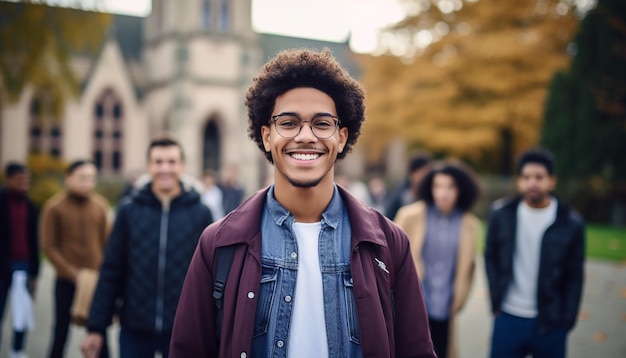 un étudiant international souriant de 17 ans à l'université en Allemagne