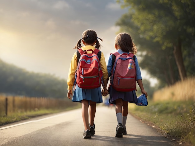 un étudiant marchant à l'école