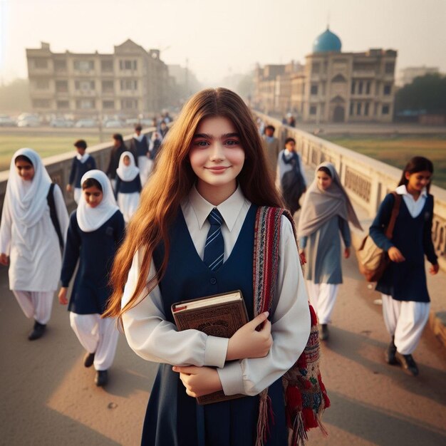 Photo Étudiante à l'école portant l'uniforme scolaire féminin pakistan