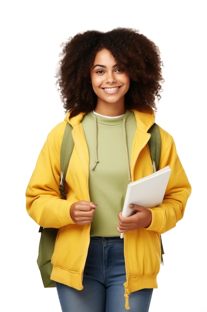 Photo une étudiante en jaune.