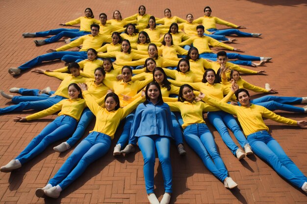 Des étudiants colombiens forment une formation de drapeau humain