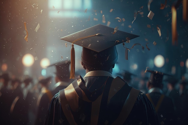 Photo Étudiants diplômés de l'université graduation day concept félicitations aux diplômés de l'école generative ai