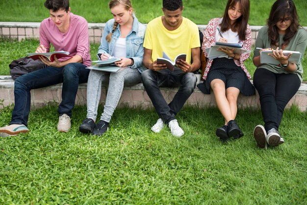 Des étudiants Font Leurs Devoirs Dans Le Parc