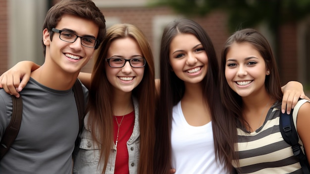 Des étudiants heureux.