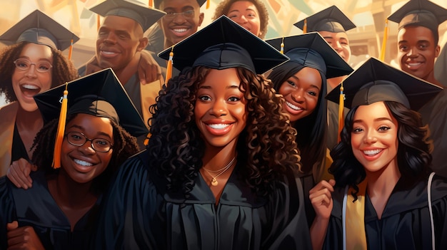 étudiants noirs africains de fin d'études