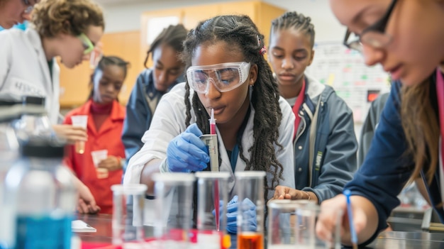 Des étudiants participant à une expérience scientifique