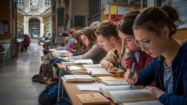 Des étudiants se préparent aux examens à l'université.