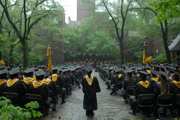 Photo des étudiants universitaires heureux, des diplômés, des bachelors, des maîtres, des doctorats, des étudiants sur le campus, de l'éducation.