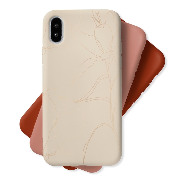 Photo étui de téléphone autocollant png dessin beige fond transparent