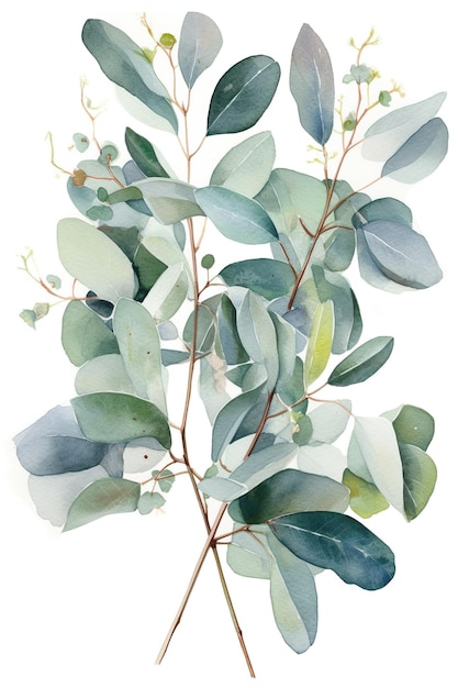 L'eucalyptus éthéré se réjouit de la beauté sereine de l'aquarelle