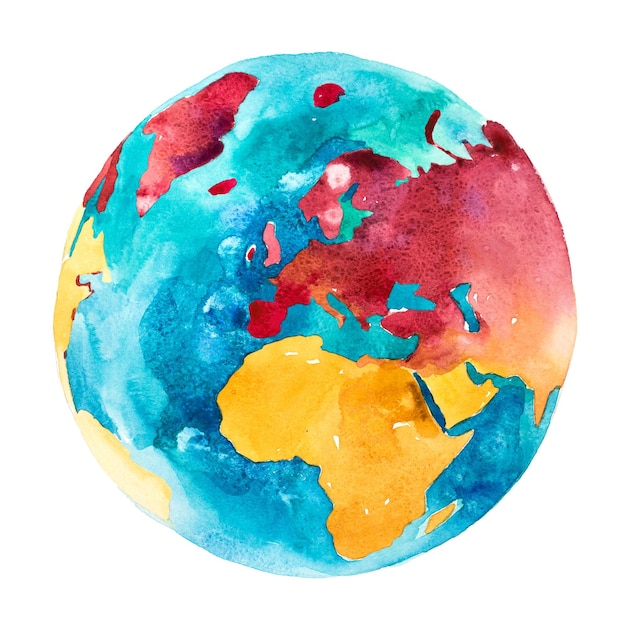 L'Europe et l'Afrique sur le globe Planète Terre Aquarelle