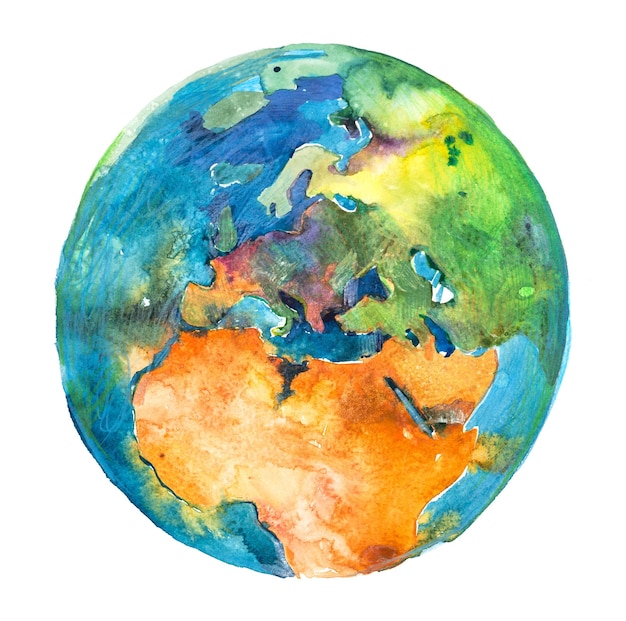 L'Europe et l'Afrique sur le globe Planète Terre Aquarelle